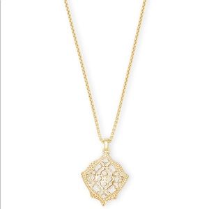 Kacey Gold Long Pendant Necklace In Gold Filigree